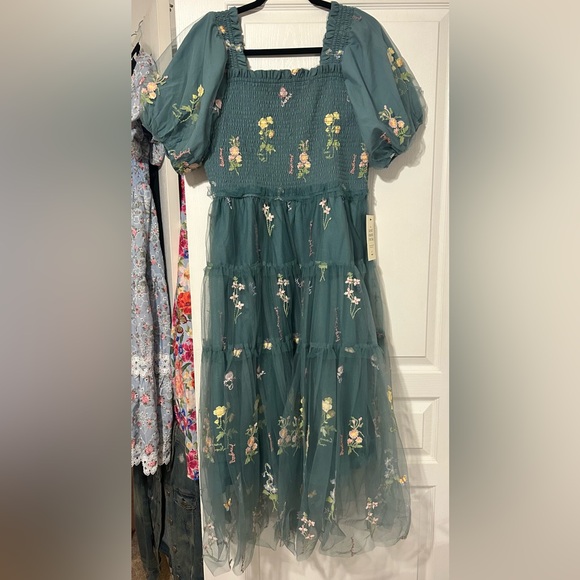 JessaKae Talia Teal Floral Midi Dress - Picture 5 of 5